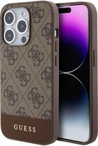Guess 4G Stripe Back Case (MagSafe Compatible) - Geschikt voor Apple iPhone 15 Pro Max (6.7") - Bruin