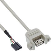 Pin Header inbouwadapter USB2.0 (v) - USB-A (v) - 0,60 meter