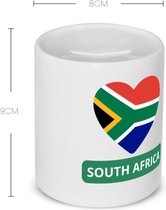 Akyol - Tirelire coeur drapeau Afrique du Sud - Afrique du Sud - voyageurs - touriste - cadeau d'anniversaire - souvenir - vacances - cadeau - capacité 350 ML