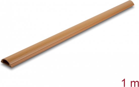Goulotte plastique demi-ronde avec bande adhésive autocollante - 100 x 3 cm  / marron