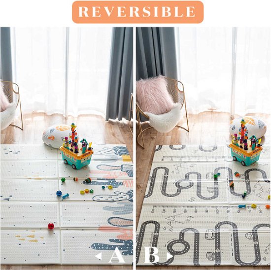 Grand tapis de jeu en mousse imperméable pour bébé, pliable et réversible,  68x77 - LIVINGbasics®