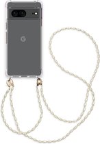 iMoshion Hoesje Geschikt voor Google Pixel 7 Hoesje Met Koord - iMoshion Backcover met koord + armband - Parels - transparant