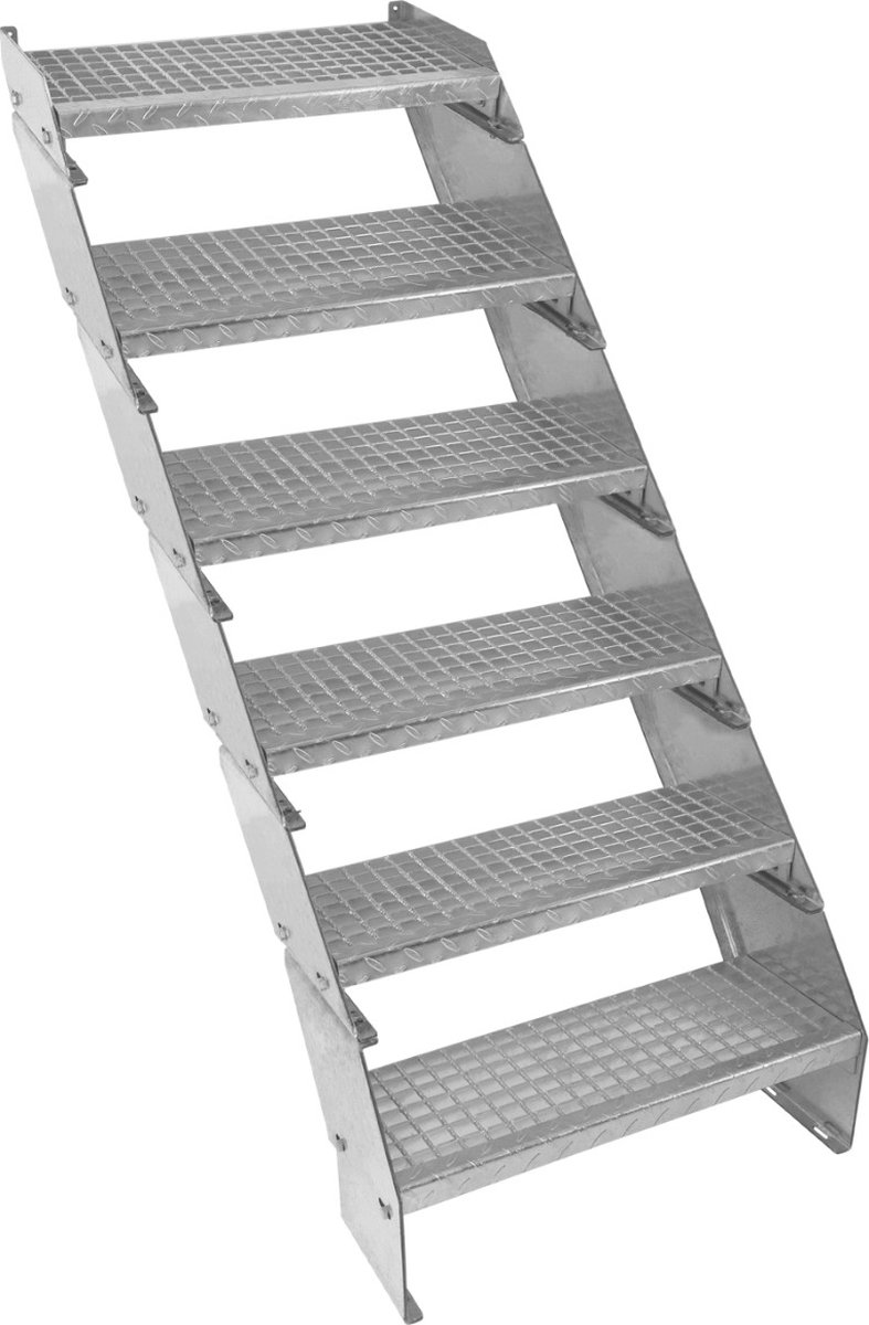 6-delige verzinkte trap - zilver - 600mm - verstelbaar