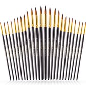 Tritart Set van 24 penselen voor aquarel acrylolieverf – professionele modelleerkwast – 12 maten – ronde punt – met veganistische zeep