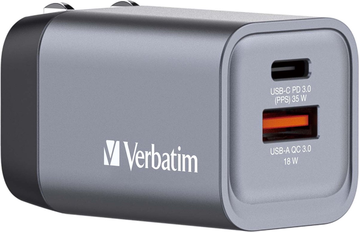 Verbatim GNC-35 GaN Oplader 2 Poorten 35W USB A/C