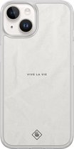 Casimoda® hoesje - Geschikt voor iPhone 14 - Vive La Vie - 2-in-1 case - Schokbestendig - Tekst - Verhoogde randen - Bruin/beige, Transparant