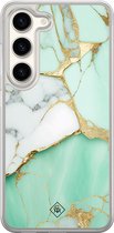 Casimoda® hoesje - Geschikt voor Samsung Galaxy S23 - Marmer Mintgroen - 2-in-1 case - Schokbestendig - Marble design - Verhoogde randen - Mint, Transparant
