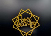 Happy Birthday - Taart Topper - Verjaardag - Goud - Sterretjes - Vierkant
