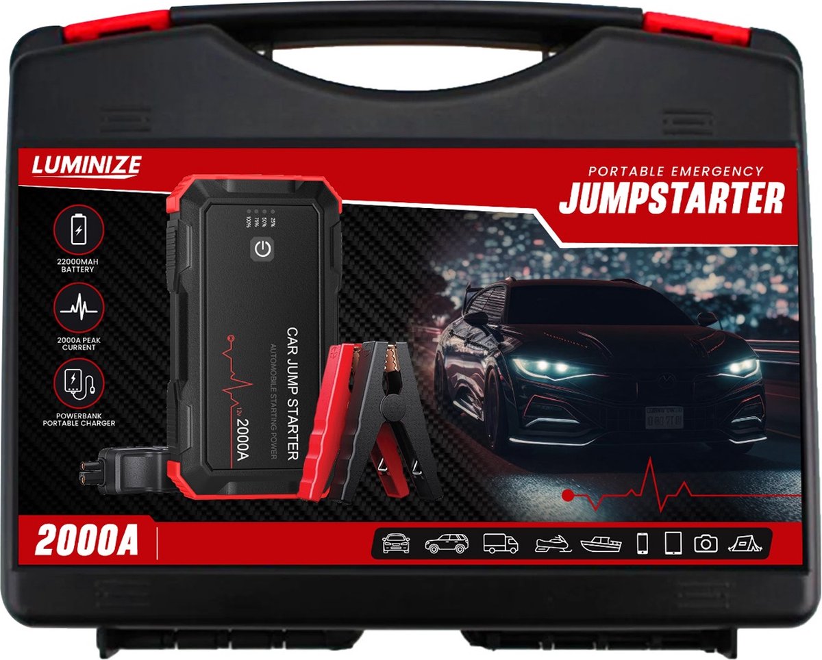 Jumpstarter 12V - 8-in-1 Starthulp - 22.000 mAh - 2000A - FORenergy