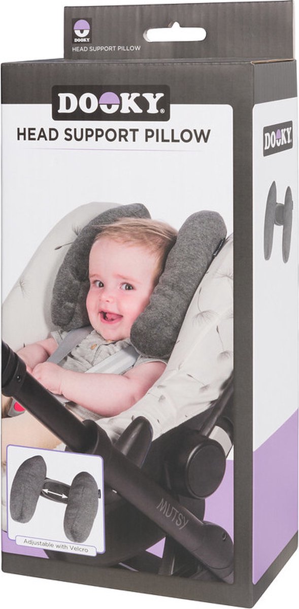 Dooky - Babykussen - Grijs - 0-5 jaar - Hoofd en nek ondersteuning - Voor kinderwagen en autostoel van Dooky — afbeelding 4