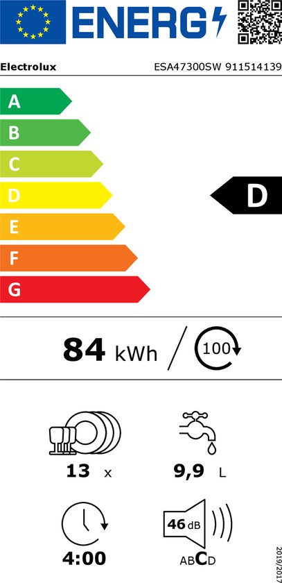 Lave vaisselle 60 cm ELECTROLUX ESA47300SW Airdry