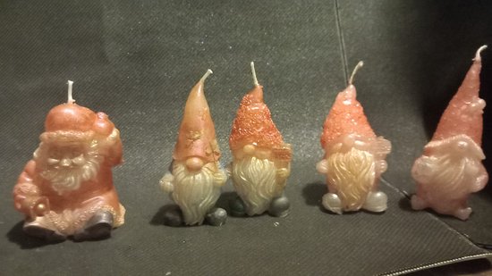 starwolf, set van 5 kaarsen, kerstmis, kerstman en kabouters, rood