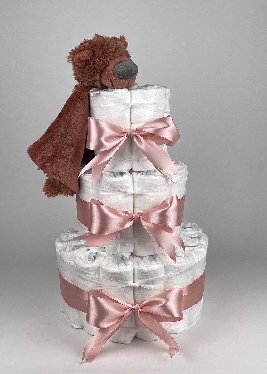 Goedkoopste Chouette-Chouette | Luiertaart Meisje | Kraamcadeau | Geboorte Meisje | Babyshower | Tuttle Beer Bobbie donker Poeder Roze