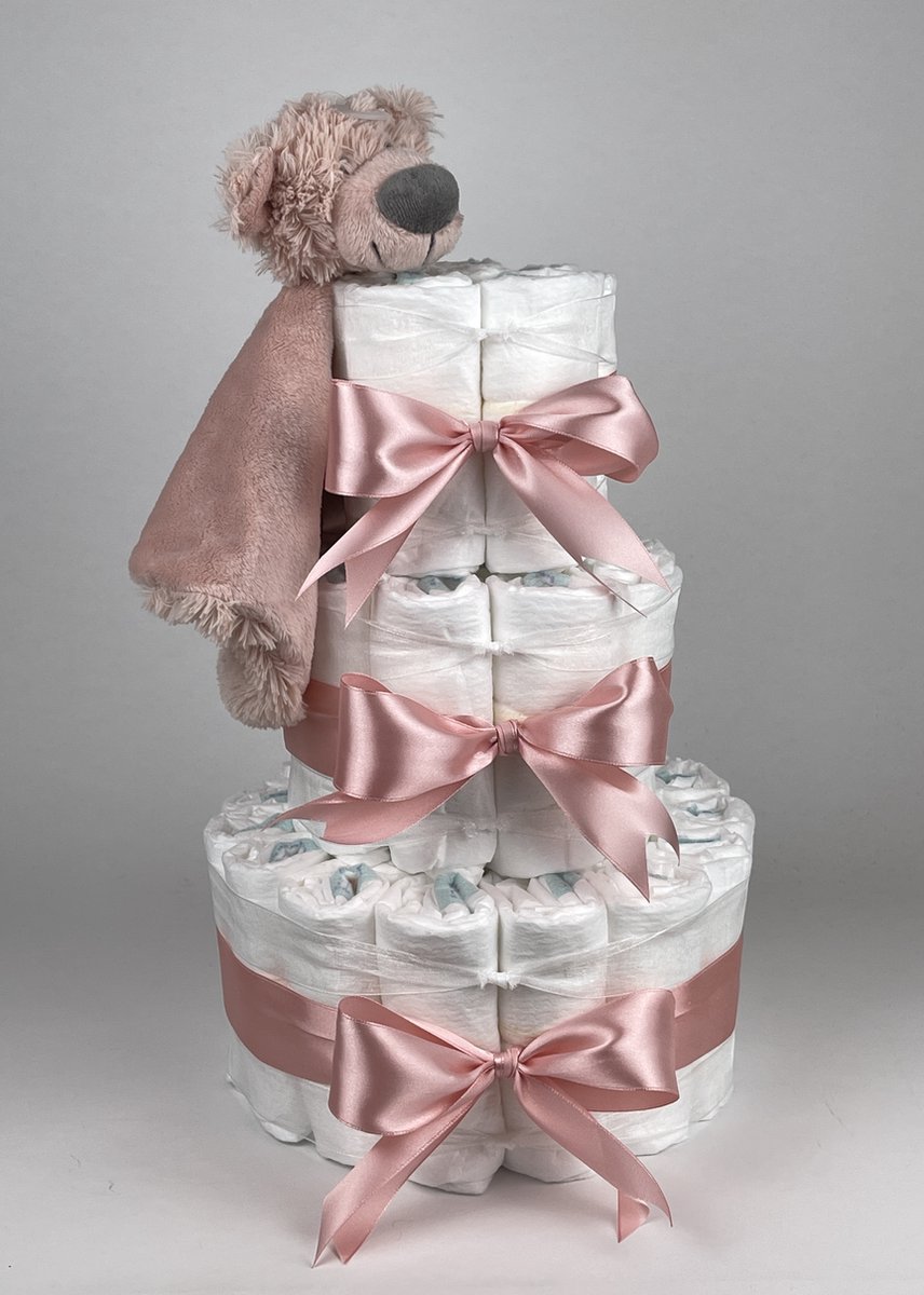 Goedkoopste Chouette-Chouette | Luiertaart Meisje | Kraamcadeau | Geboorte Meisje | Babyshower | Tuttle Beer Brim donker Poeder Roze