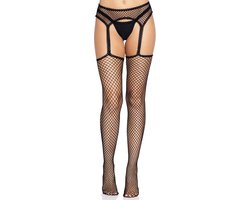 Net stockings with garter belt