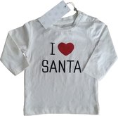 Baby Kerst shirtje maat 62 creme kleur met opdruk 'I love Santa'- Baby kerstshirt met lang mouwen