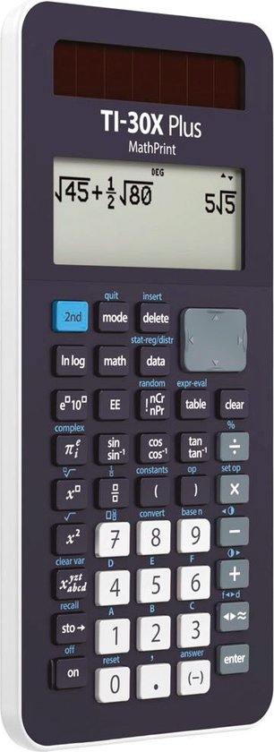 Texas Instruments TI-30X Plus MathPrint Schoolrekenmachine werkt op batterijen, werkt op zonne-energie Zwart Aantal displayposities: 16