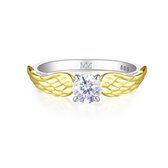 Feathra - 18k Geelgouden Harry Potter Gouden Snaai Moissanite Ring met Gevleugelde Accenten - 3 karaat.
