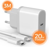 Wurk - Chargeur - Convient pour iPhone et iPad - Chargeur rapide 20 W - Câble de charge de 3M - Convient également aux iPhones plus anciens