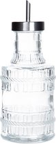HOMLA flesregel oliefles met trechtertuit - mooi glas - organisatie van huis en keuken - robuust, dik glas - comfortabele vorm voor eenvoudig gebruik - 450 ml - patroon