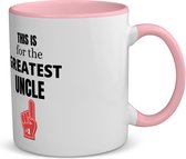 Akyol - this is for the greatest uncle koffiemok - theemok - roze - Oom - oom - verjaardag oom - cadeautje - kado - geschenk - 350 ML inhoud