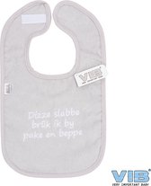VIB® - Slabbetje Luxe velours - Fries - Dizze slabbe bruk ik by pake en beppe (grijs) - Babykleertjes - Baby cadeau
