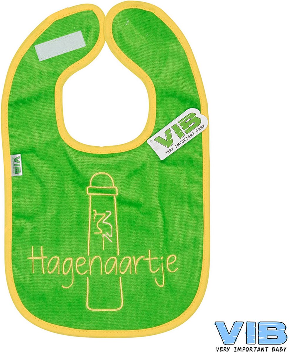 Goedkoopste VIB® - Slabbetje Luxe velours - Hagenaartje (Groen-Geel) - Babykleertjes - Slabbetjes - zwangerschap aankondiging - baby aankondiging