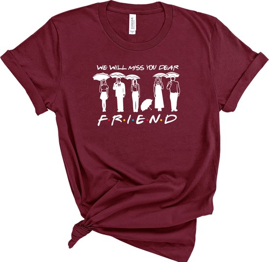 Lykke Friends Shirt | Herinnering aan Matthew Perry | Chandler Bing T-shirt| Maroon Maat XXL