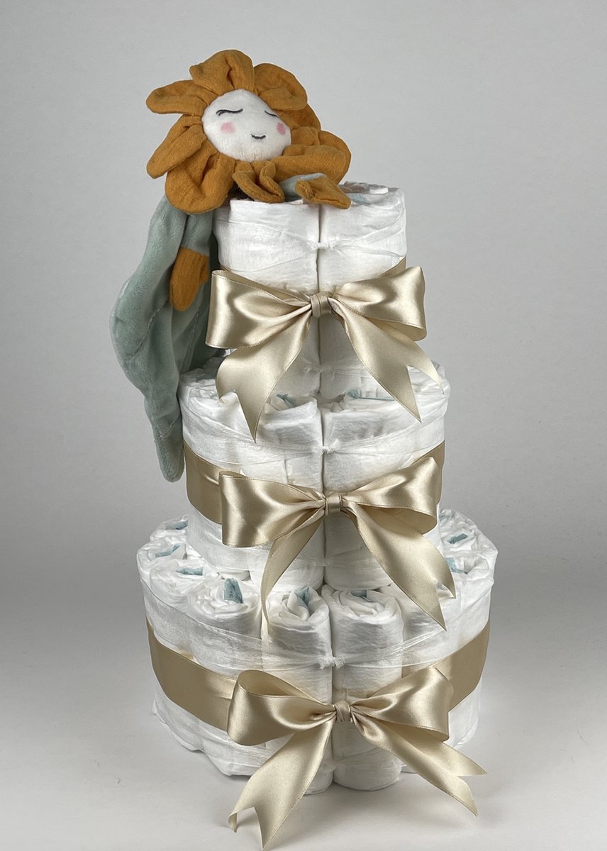 Goedkoopste Chouette-Chouette | Luiertaart Neutraal | Kraamcadeau | Geboorte Jongen Meisje | Babyshower | Tuttle Fleur Beige