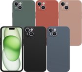 Cazy Soft TPU Telefoonhoesje geschikt voor iPhone 15 Plus - Meerdere Kleuren - Extreme Bescherming - Flexibel - Perfecte Pasvorm - Slimfit - 5 stuks