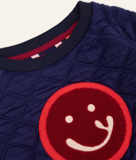Hutt sweater 53 Solid quilted sweat with artwork Smiley Blue: 116/6yr