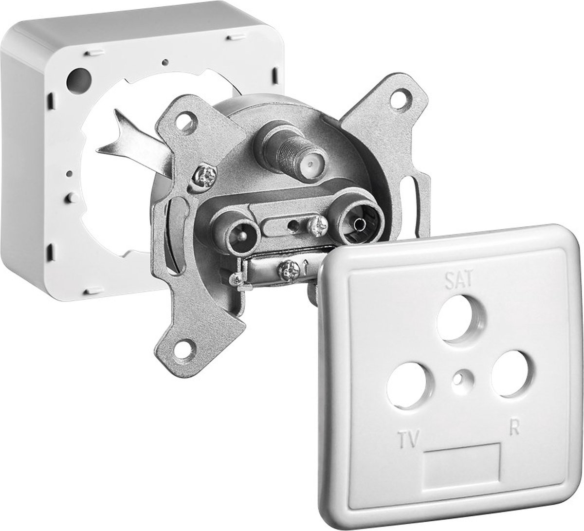 Goobay 68852 wandcontactdoos TV + SAT Zilver, Wit