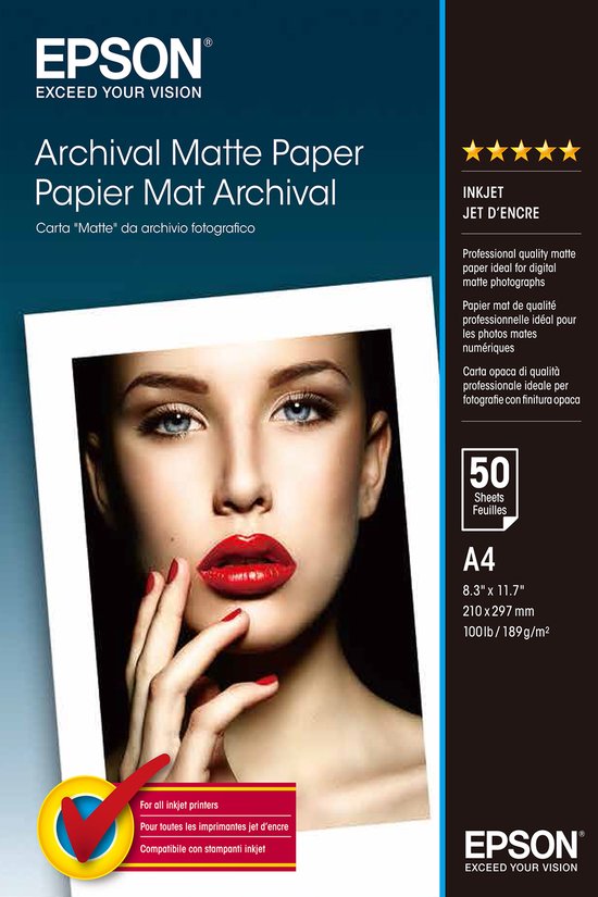Epson C13S041342 - Archiefpapier - A4 - 192 g/m2 - Mat - 50 vellen