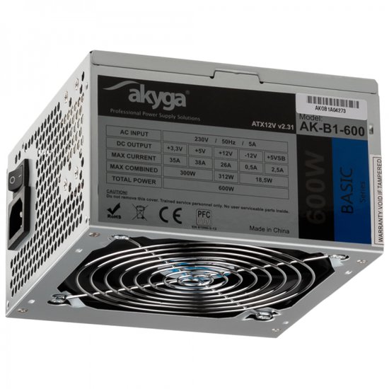Akyga AK-B1-600, 600 W, 230 V, 50 Hz, 5 A, Passif, 300 W