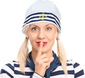 Chapeau/casquette de marin pour adultes - accessoires de carnaval/habillage - blanc - avec ancre