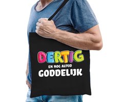 Bellatio Decorations Cadeau tas 30 jaar - dertig en goddelijk - heren - zwart - katoen - 42 x 38 cm