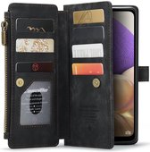 CaseMe C30 Hoesje Geschikt voor Samsung Galaxy A32 5G | Wallet Zipper Book Case met Pasjeshouder | Beschermhoes met Portemonnee | Zwart