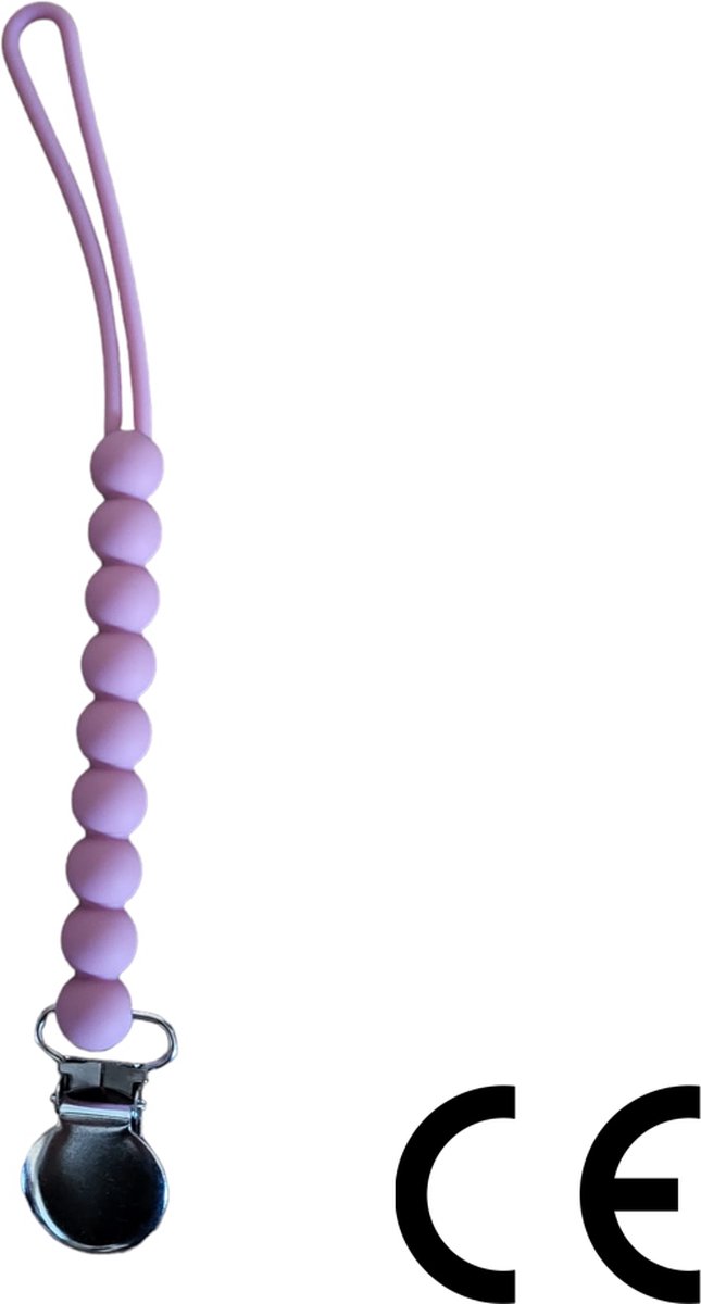 Goedkoopste Speenkoord - spenenketting - Rose - silicone bijtkralen
