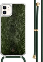 Casimoda® hoesje met groen koord - Geschikt voor iPhone 11 - Snake Mix - Afneembaar koord - TPU/acryl - Groen