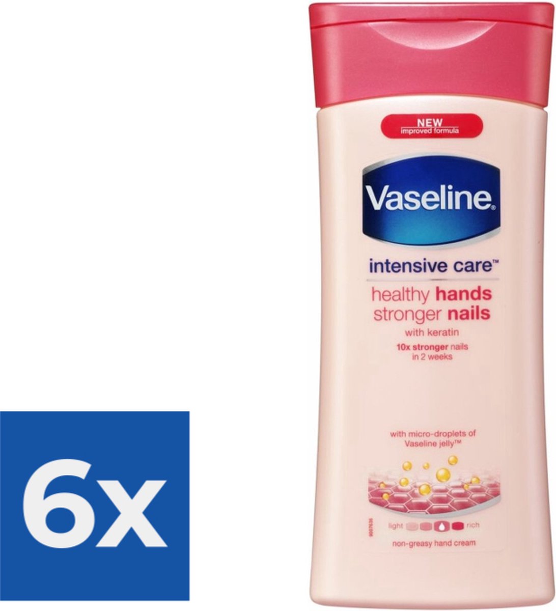 Goedkoopste Vaseline Handcreme - Healthy hands & stronger nails 200ml - Voordeelverpakking 6 stuks