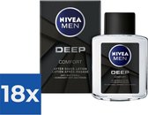 NIVEA MEN Deep Aftershave Lotion - 100 ml - Voordeelverpakking 18 stuks