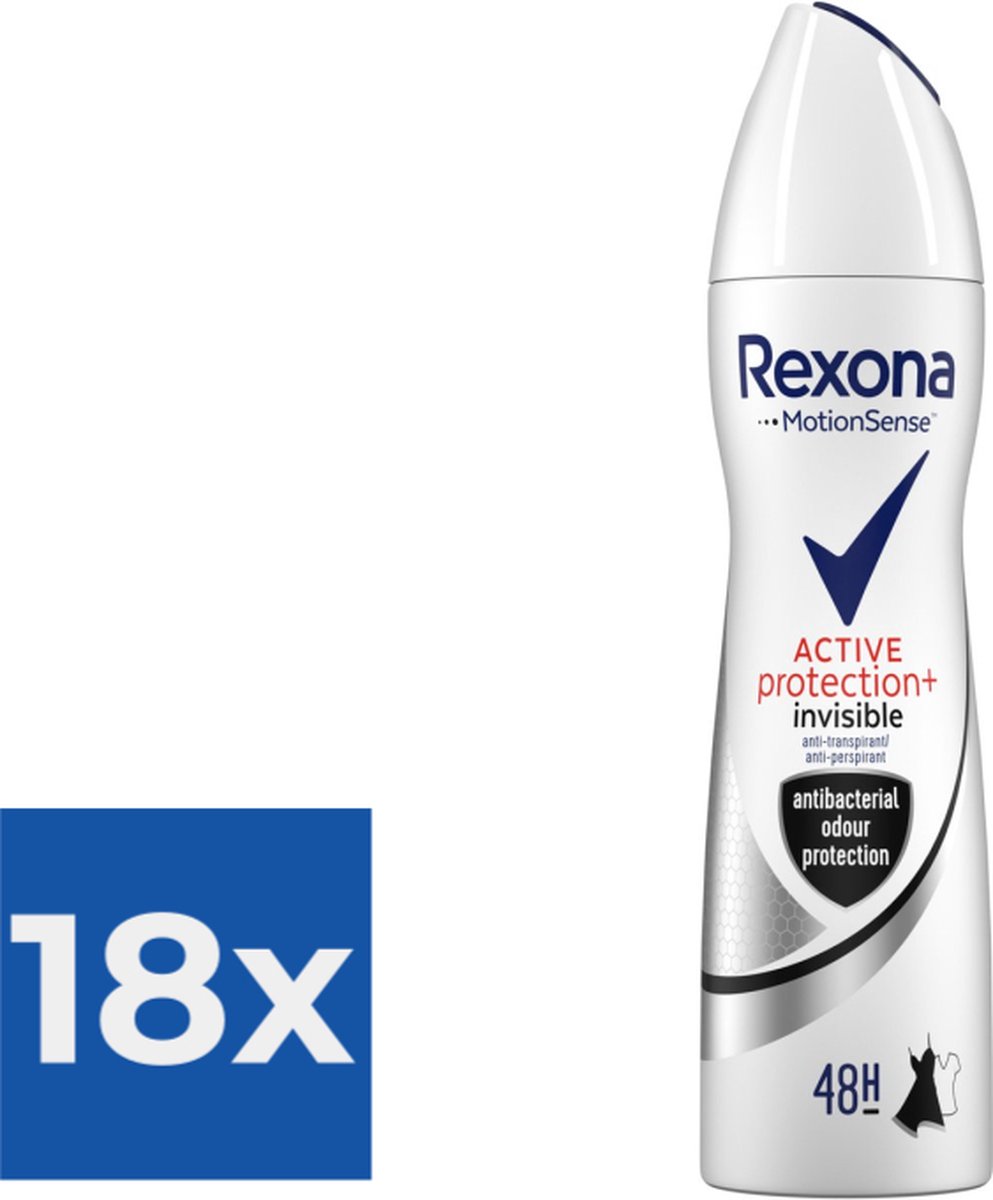 Goedkoopste Rexona Deospray - Active Protection Invisible 150 ml - Voordeelverpakking 18 stuks