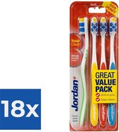 Jordan - Total Clean Tandenborstels Soft - 4 stuks - Voordeelverpakking 18 stuks