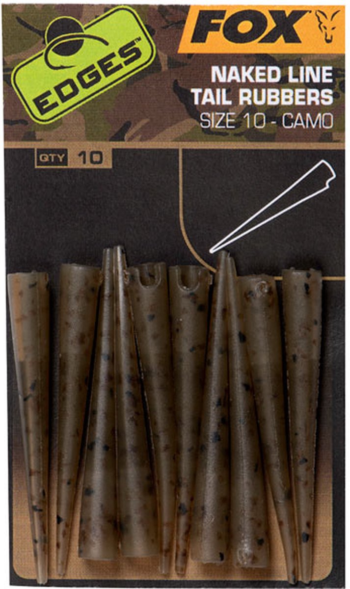 Camo Naked Line Tail Rubbers SZ 10 X10 Edges Fox van CAM — afbeelding 3