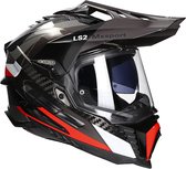 LS2 Helm Explorer Frontier MX701 titanium / rood maat XL