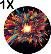 BWK Luxe Ronde Placemat - Explosie van Kleuren - Set van 1 Placemats - 40x40 cm - 2 mm dik Vinyl - Anti Slip - Afneembaar