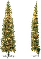 Kunstkerstboom, 210 cm, kerstboom van pvc, met 150 leds en 450 takken, kunstkerstboom met ijzeren poten, groen