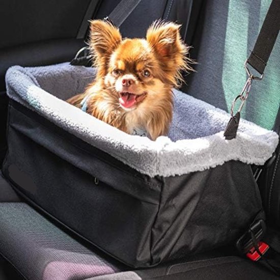 Luxe Hondenstoel auto Donkergrijs Autostoel hond Hondenmand voor in de auto Autozitje LumifyMe 40 x 34 x 25 cm. - Reizen met je huisdier