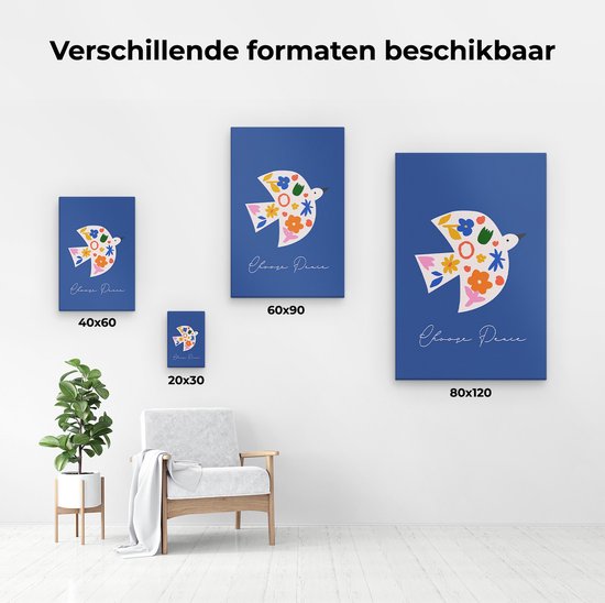 Artaza Tableau sur Toile Choisissez Peace Vogel - 60x90 - Photo sur Toile - Impression sur Toile - Décoration murale