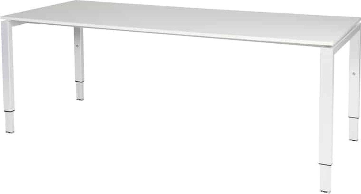 Verstelbaar Bureau - Domino 200x80 wit - wit frame
